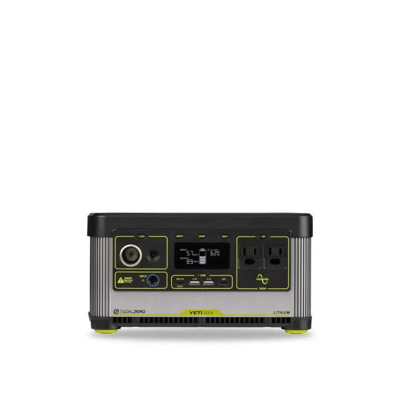 Portable Goal Zero Yeti 500X 120V power station with outlets and digital display
