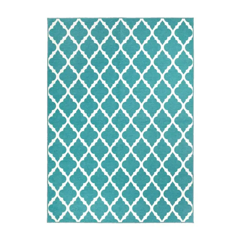 Teal and white Moroccan Trellis Rug from Crystal Art Moroccan Trellis collection