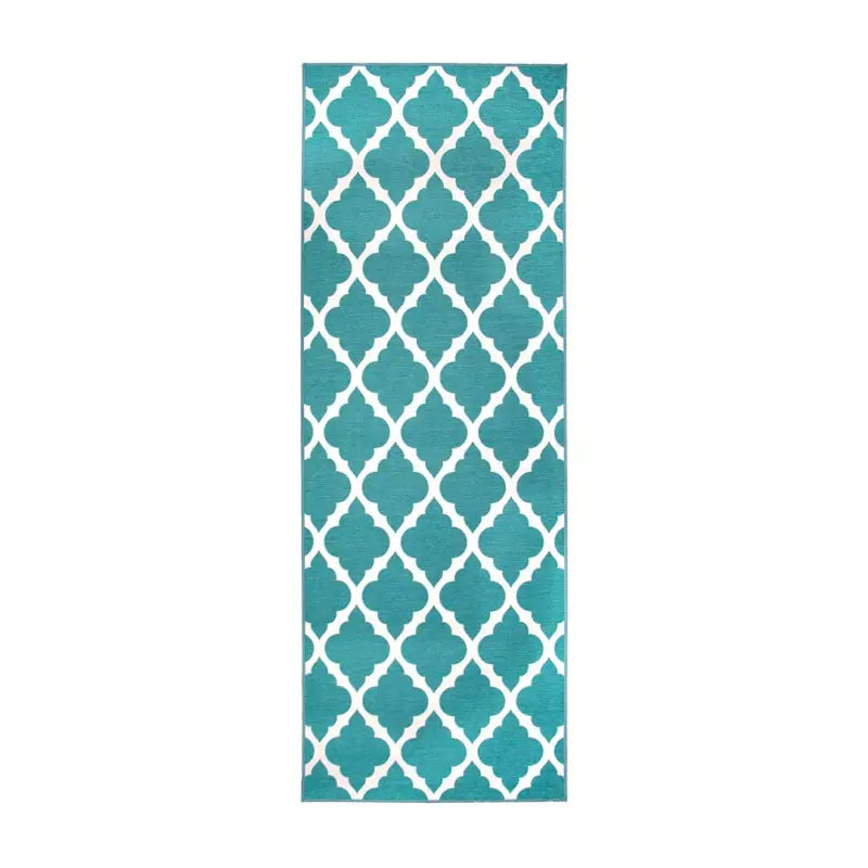 361469WEB Crystal Art Moroccan Trellis Teal 2.5X7 Wshble - Carpet