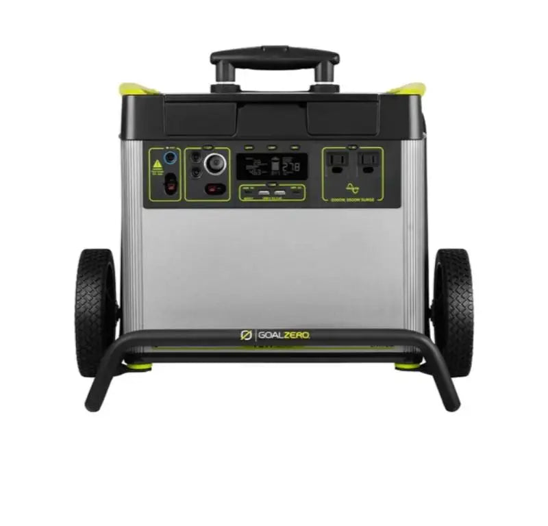 Silver and black wheeled Goal Zero Yeti 3000X 120V power station