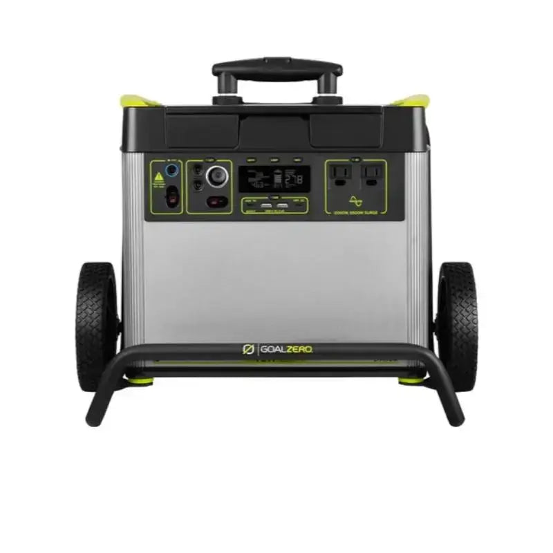 Silver and black wheeled Goal Zero Yeti 3000X 120V power station