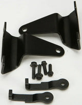 Matte black black metal mounting brackets and fasteners for hard luggage mounting hardware