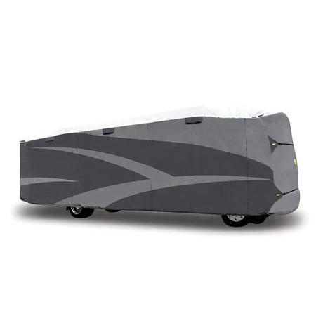 Gray RV cover made with Adco Wind Olefin for Class A motorhomes 28’1’’-31’