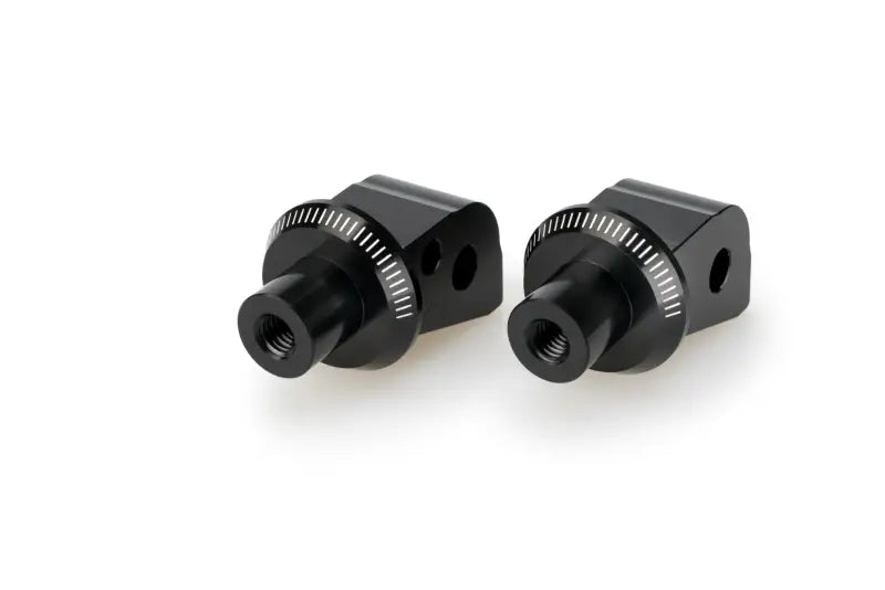 Black metal adjustable camera mounts with threaded holes for 3695N footpeg adapter or racing footpegs
