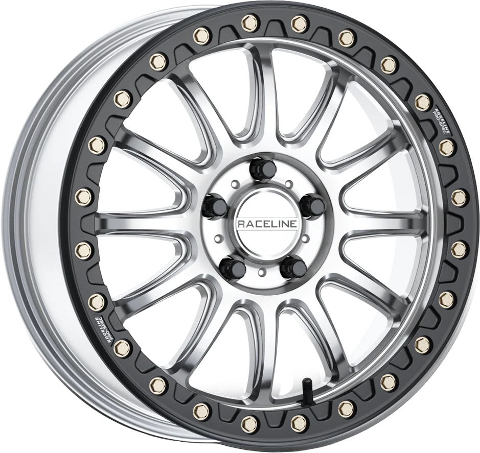 Raceline A14 Alpha Beadlock Wheels A14SB-57012+25 - Silver Black Hyper 15X7 5X114.3 25 Ring