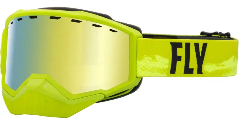 FLY RACING 37-50082 Focus Snow Goggle Green/Black W/ Gold Mirror/Yellow Lens