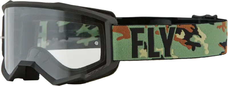 37-51323 Fly Racing Youth Focus Goggle Green Camo/Black W/ Clear Lens - Eyewear
