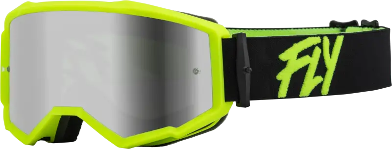 37-51500 Fly Racing Zone Goggle Black/Hi-Vis W/ Silver Mirror/Smoke Lens - Eyewear