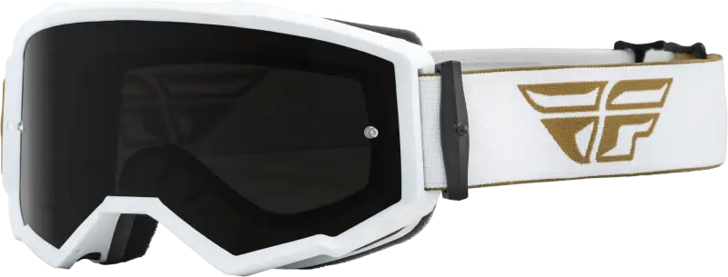 37-51503 Fly Racing Zone Goggle Gold/White W/ Dark Smoke/Smoke Lens - Eyewear