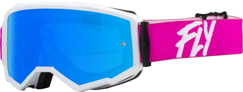 37-51504 Fly Racing Zone Goggle Pink/White W/ Sky Blue Mirror/Smoke Lens - Eyewear