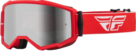 37-51505 Fly Racing Zone Goggle Red/White W/ Silver Mirror/Smoke Lens - Eyewear