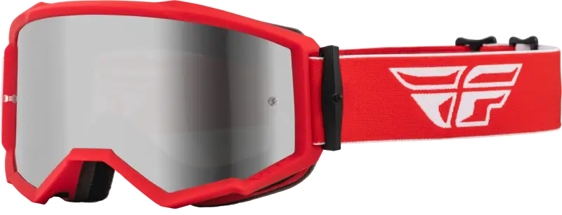 37-51505 Fly Racing Zone Goggle Red/White W/ Silver Mirror/Smoke Lens - Eyewear