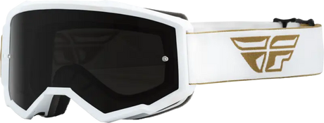 37-51723 Fly Racing Youth Zone Goggle Gold/White W/ Dark Smoke/Smoke Lens - Eyewear