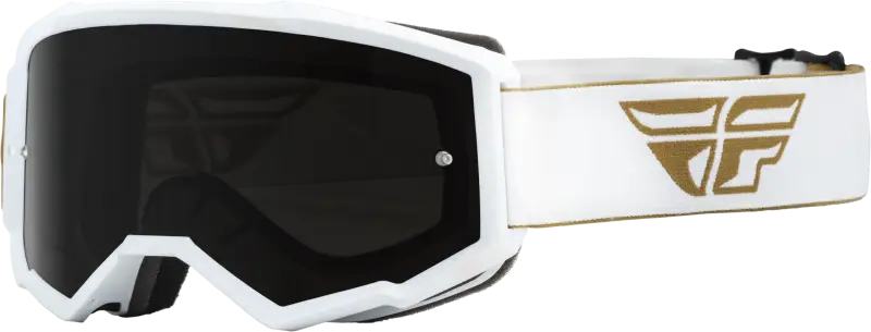 37-51723 Fly Racing Youth Zone Goggle Gold/White W/ Dark Smoke/Smoke Lens - Eyewear