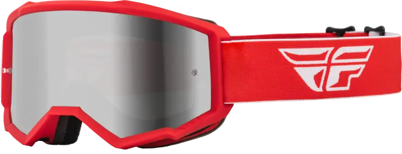 37-51725 Fly Racing Youth Zone Goggle Red/White W/ Silver Mirror/Smoke Lens - Eyewear