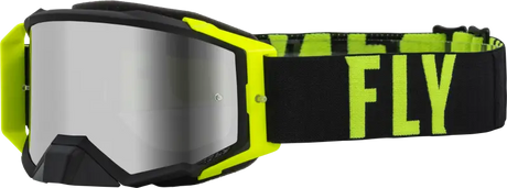 37-51900 Fly Racing Zone Pro Goggle Black/Hi-Vis W/ Silver Mirror/Smoke Lens - Eyewear