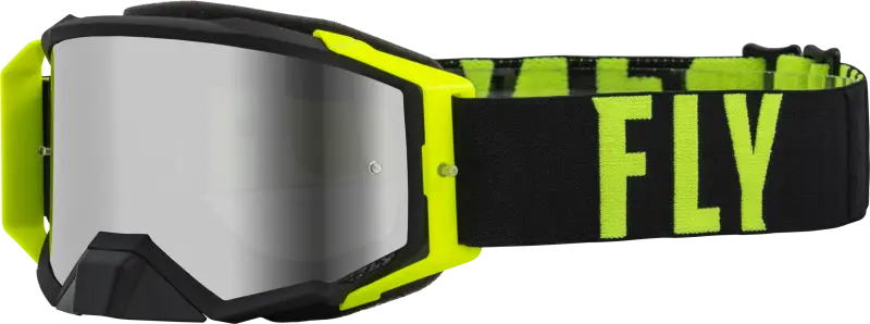 37-51900 Fly Racing Zone Pro Goggle Black/Hi-Vis W/ Silver Mirror/Smoke Lens - Eyewear