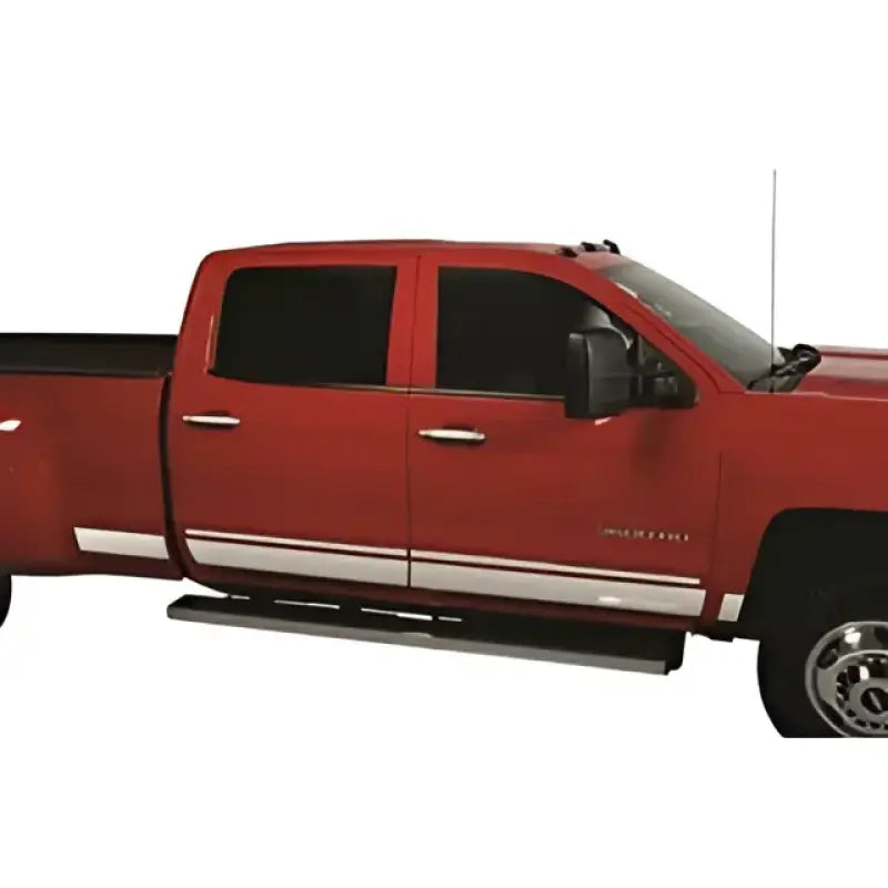 Red Chevrolet Silverado Ld with 3751243 Putco Chrome Tailgate Accent showcasing stylish off-road marine exterior truck accessories. Elevate your truck bed protection and appearance with AVADA - Best Sellers.