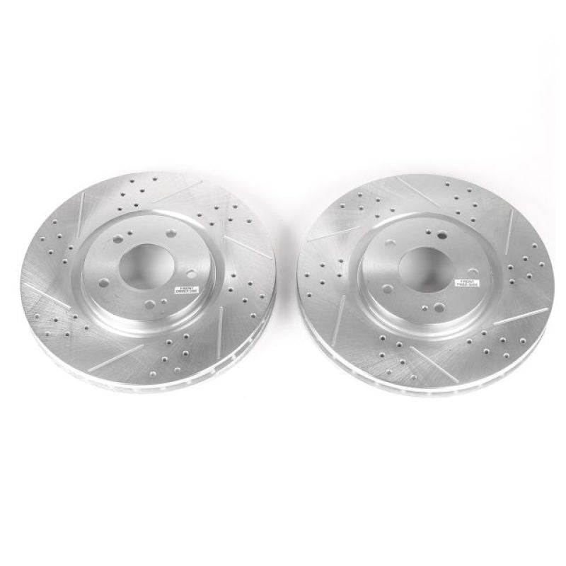 PowerStop JBR1109XPR Power Stop 03-06 Mitsubishi Lancer Front Evolution Drilled & Slotted Rotors - Pair