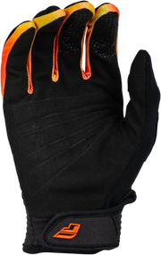 Youth F 16 Gloves in Black, Yellow, and Orange by 377-211Y2XS; designed for all-around performance with four-way stretch neoprene cuff, durable lightly padded palm, and secure adjustable wrist closure.