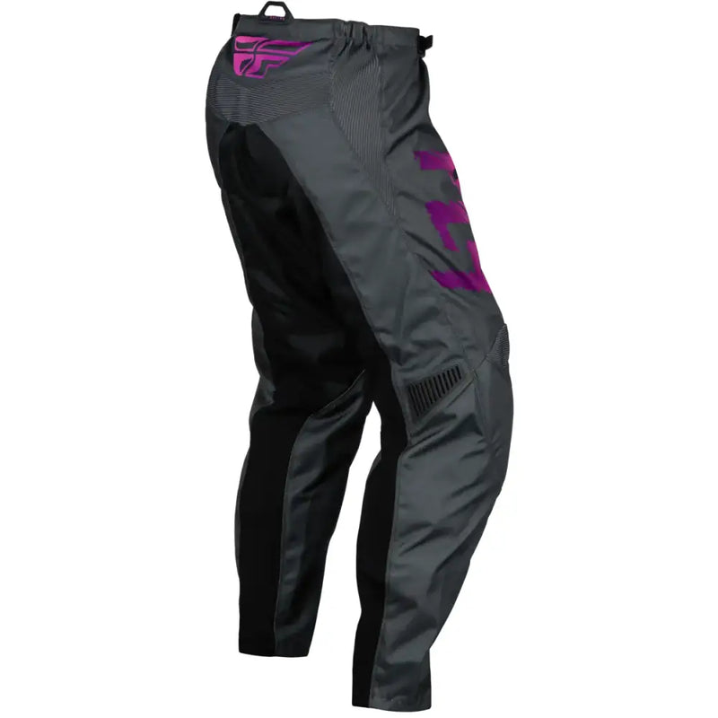 Grey/Charcoal/Pink youth pants, model 377-23022 featuring mesh comfort liner, multi-directional stretch ribbing, 600D polyester, YKK main zipper, soft-flex protective rubber details, ergonomically pre-shaped knee, ratcheting closure, and waist belt by AVADA - Ideal for Powersports,Pants,AVADA - Best Sellers