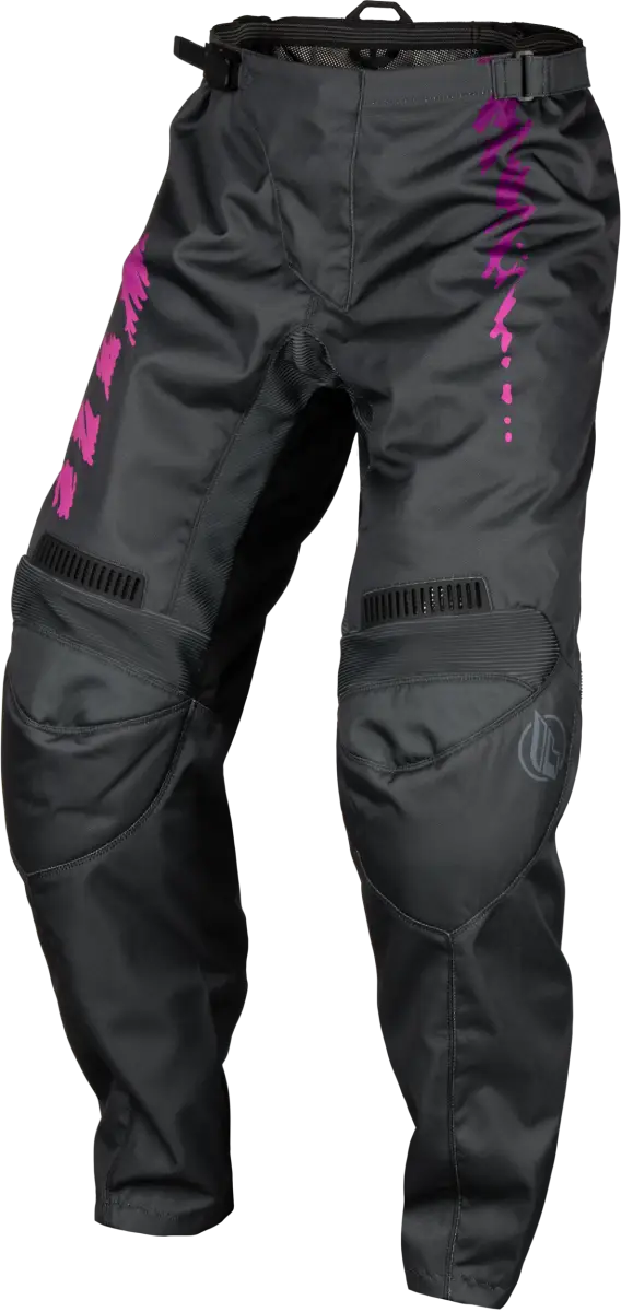 Gray and charcoal youth pants with pink accents, designed with multi-directional stretch ribbing, a mesh comfort liner, and a ratcheting closure for adjustability. Ideal for off-road, Powersports,Pants,AVADA - Best Sellers.