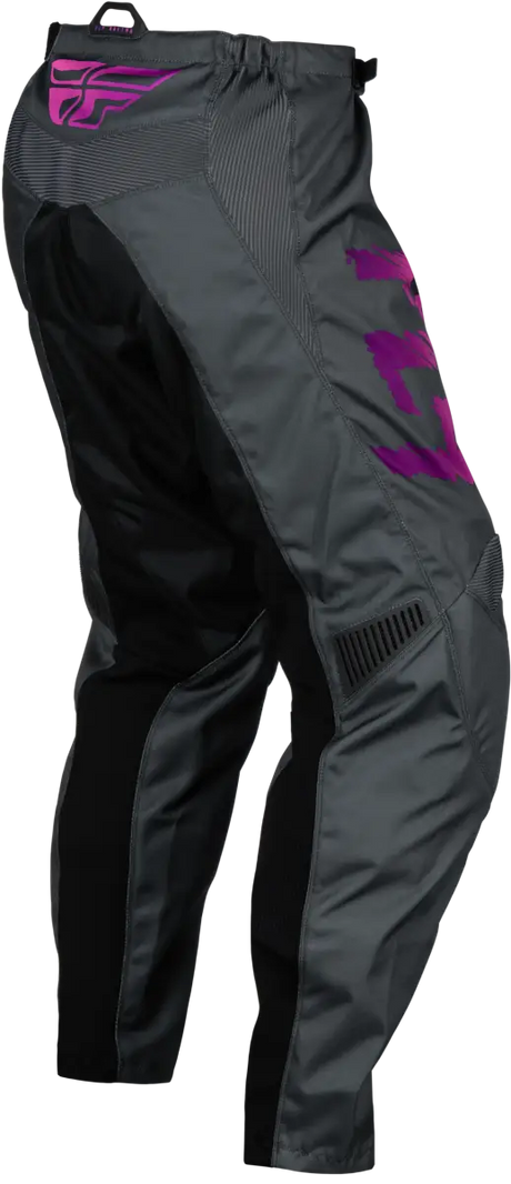 Grey/Charcoal/Pink youth pants, model 377-23022 featuring mesh comfort liner, multi-directional stretch ribbing, 600D polyester, YKK main zipper, soft-flex protective rubber details, ergonomically pre-shaped knee, ratcheting closure, and waist belt by AVADA - Ideal for Powersports,Pants,AVADA - Best Sellers