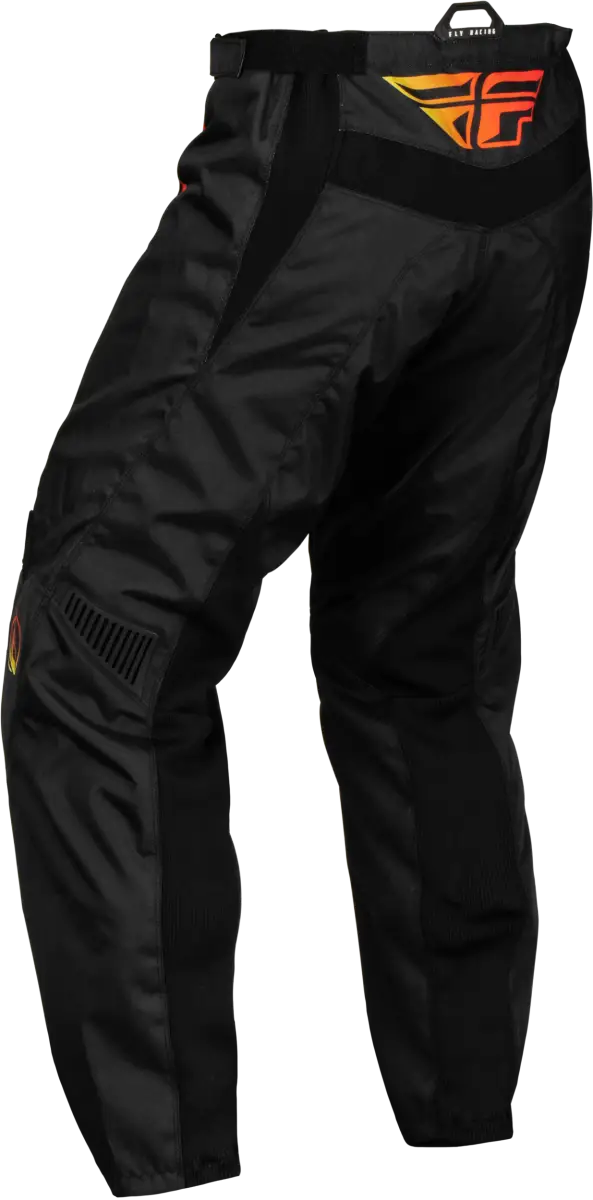 377-23118 Youth F 16 Pants Black/Yellow/Orange Sz 18 with mesh comfort liner, multi-directional stretch ribbing, and 600D polyester for off-road durability, Powersports Pants, AVADA - Best Sellers