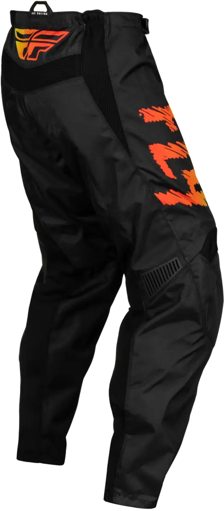 Black/Yellow/Orange F 16 Youth Pants with ergonomic knee design, multi-directional stretch ribbing, and soft-flex protective rubber details, ideal for off-road adventures, Powersports, Pants, AVADA - Best Sellers