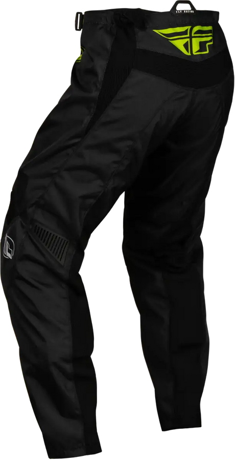 Black and neon green youth pants with light grey accents, featuring mesh comfort liner, multi-directional stretch ribbing, low profile stretch leg cuffs, 600D polyester durability, ergonomic knee design, and adjustable waistband, ideal for RV, Automotive, Powersports, Pants, AVADA - Best Sellers