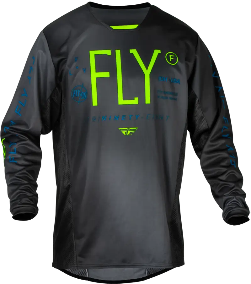 377-526YL Youth Kinetic Prodigy Jersey Charcoal/Neon Grn/True Blu Yl - RV and Auto Parts