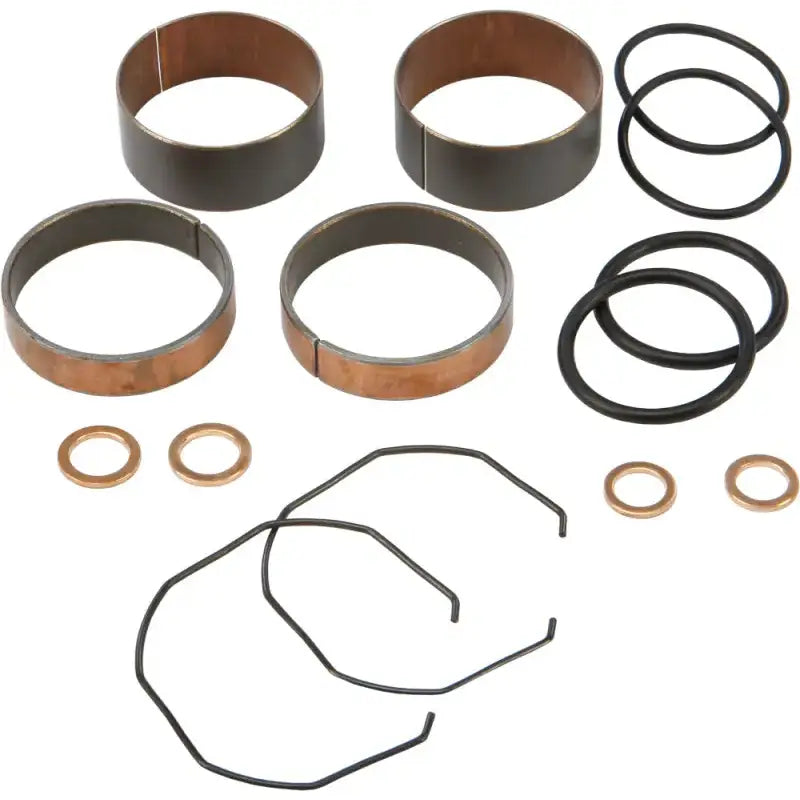 Motorcycle fork bushing kit for fork rebuild, includes all necessary bushings