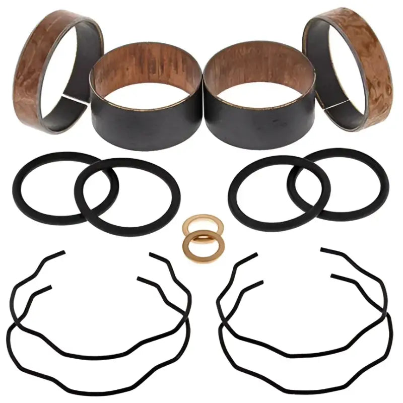 OEM quality 38-6095 Fork Bushing Kit for motorcycles, complete with fork leg and slider bushings, snap rings, O-rings, and copper washers.