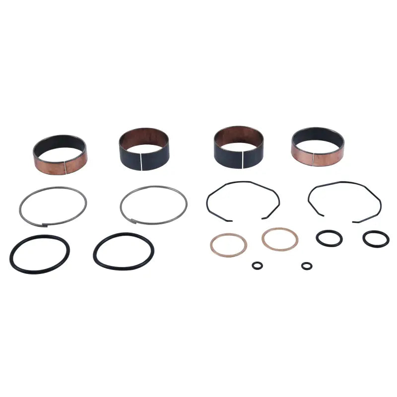 Metal and rubber rings in a fork bushing kit for mechanical applications