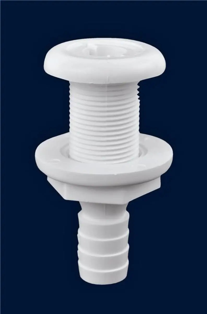White plastic through-hull fitting for marine fuel applications from Attwood Marine Conn-Th
