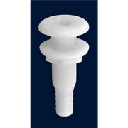 White plastic barbed through-hull fitting for boat’s wiring in Attwood Marine Conn-Thru connector