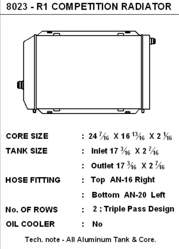 CSF 8023 CSF Universal Triple Pass Dual Core Radiator w/AN Fittings