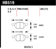 Hawk Performance HB519B.682 HB519B.682 Hawk 2013-2014 Ford Escape (FWD Only) HPS 5.0 Front Brake Pads