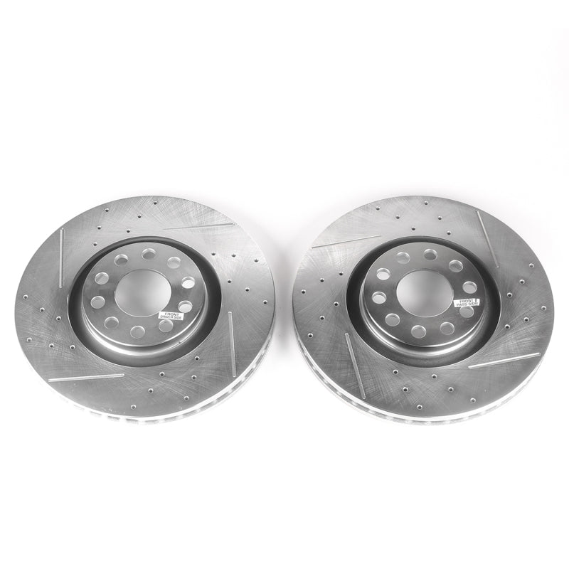 PowerStop EBR637XPR Power Stop 06-09 Audi A4 Front Evolution Drilled & Slotted Rotors - Pair - EBR637XPR