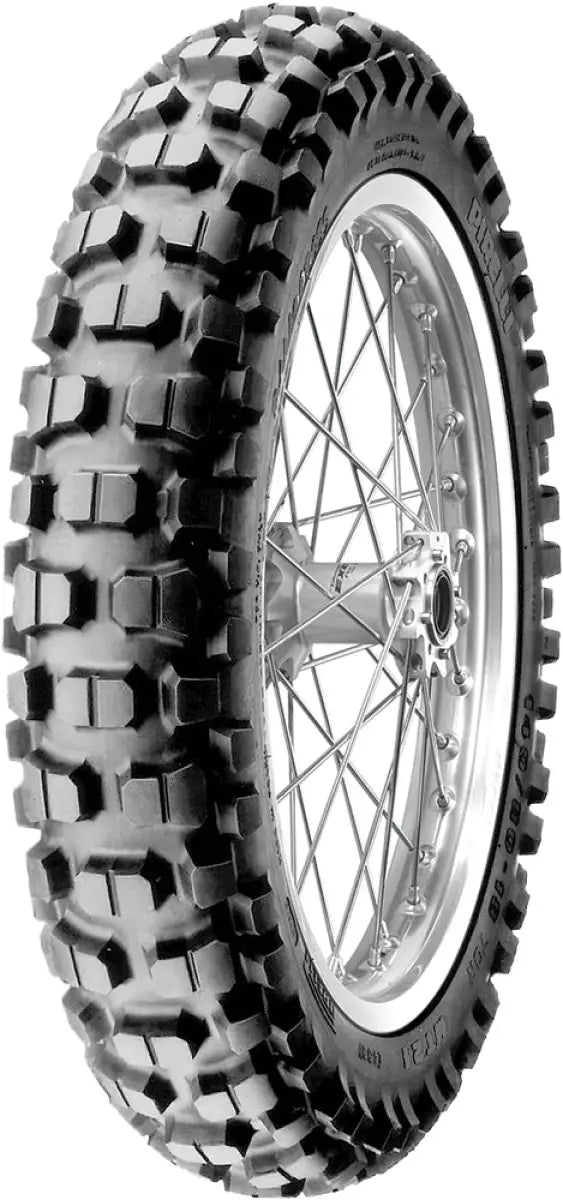 Knobby off-road motorcycle tire with spokes and rim for Pirelli MT21 tire, perfect for RV parts & accessories or truck parts
