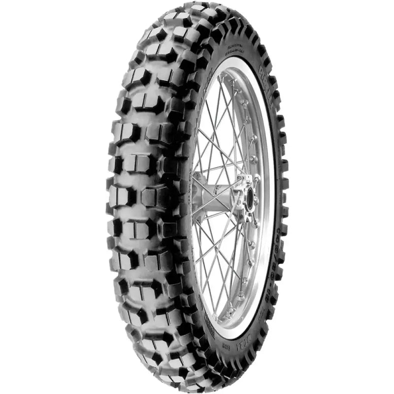 Knobby off-road motorcycle tire with spokes and rim for Pirelli MT21 tire, perfect for RV parts & accessories or truck parts