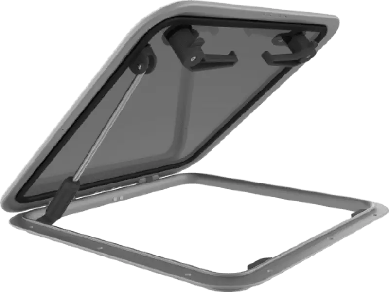 Open SLV Hatch Sty with gas strut and latches for Lewmar LP 44 Gry 15 Slv Hatch Sty