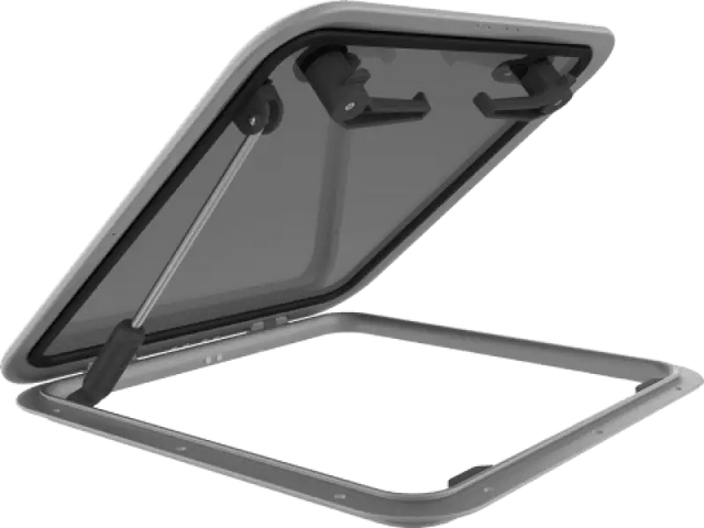 Open SLV Hatch Sty with gas strut and latches for Lewmar LP 44 Gry 15 Slv Hatch Sty