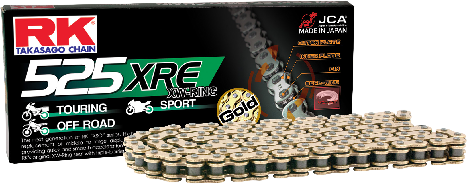 RK Excel 525 XRE Gold Drive Chain GB525XRE-130 - Gold GB525XRE 135