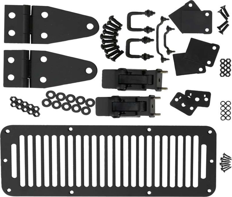 Kentrol 50570 Kentrol 78-95 Jeep CJ/Wrangler YJ Hood Kit With TJ Style Hood Catch - Powdercoat Black