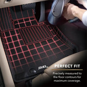 Black Nissan Pathfinder Xterra floor mat with red grid pattern for vehicle’s interior