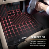 Black Tesla Model Y Kagu 1st row floormat with red grid pattern for 2021 models