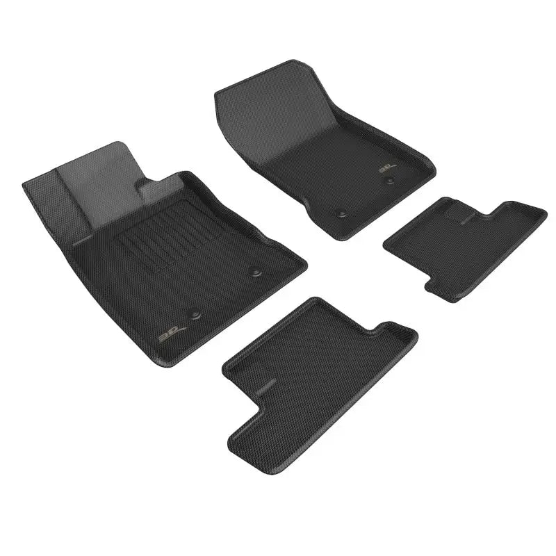Black textured car floor mats.