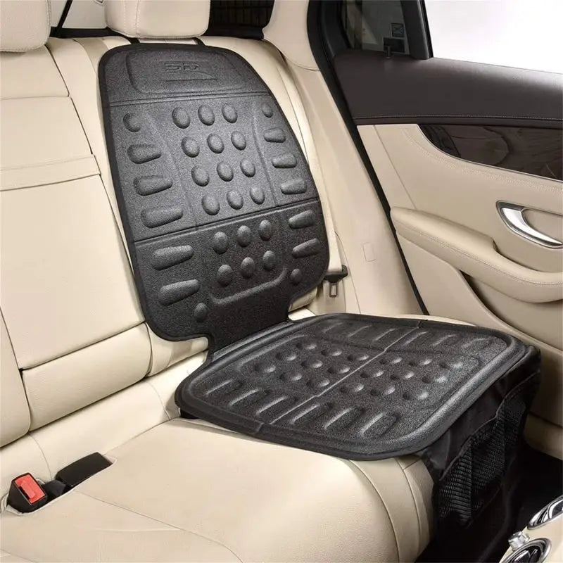 Black car seat protector.