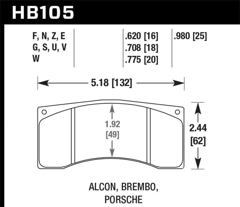 Hawk Performance HB105F.620 Hawk Alcon B Caliber HPS Street Brake Pads